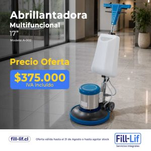 Abrillantadora multifuncional de 17 pulgadas con precio de oferta $375.000 IVA incluido.