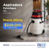 Aspiradora de polvo y agua de 90 L en un piso moderno, con precio de oferta 249.000 IVA incluido y logos de Fill-Lif en la base.